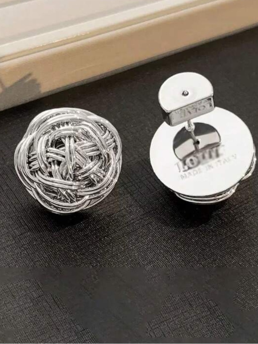 Loowe Silver Woven Knot Stud Earrings - Picture 2 of 3